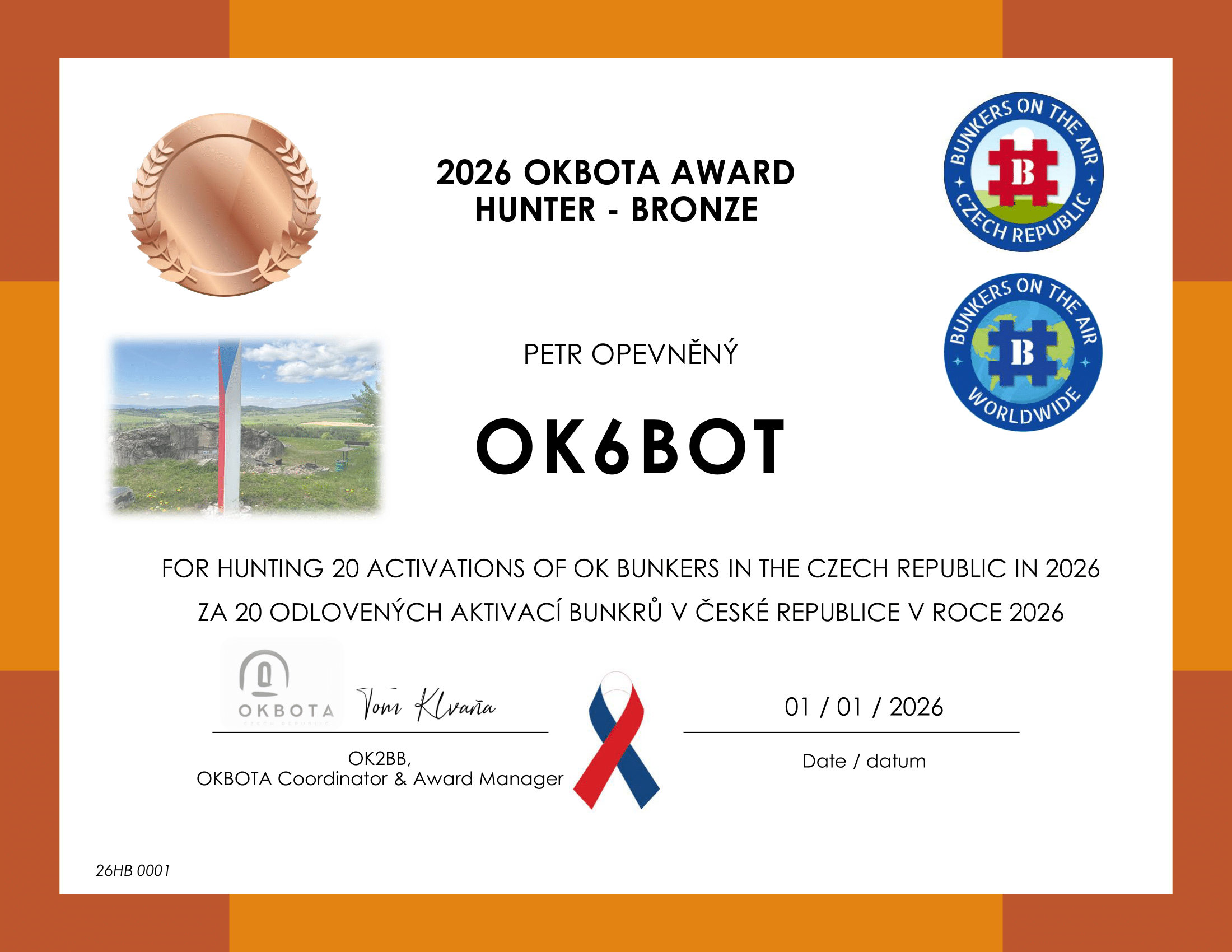 Bronzová cena lovce 2026